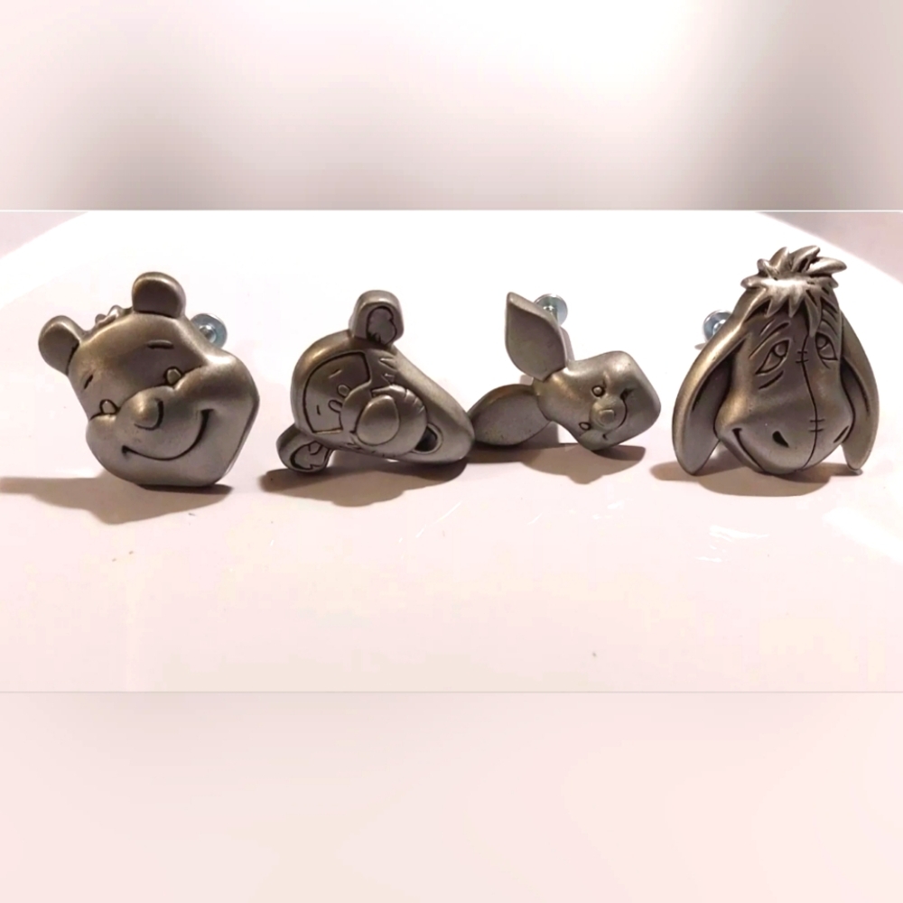 Priss Prints Winnie The Pooh Drawer Pulls Set Of 4 Pewter Disney Vintage